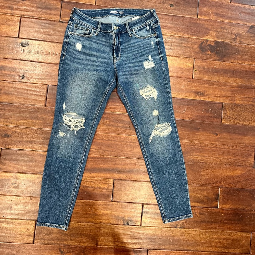 Old Navy Blue Skinny Jeans Distressed Fashion